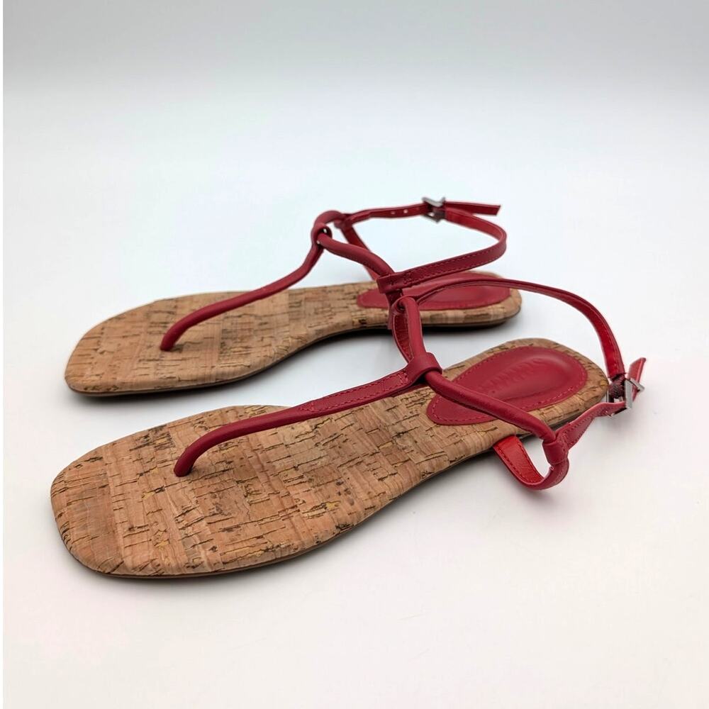 Schutz Elsha Ankle Strap Flat Sandals Open Toe Women's Red Size US5B EU35